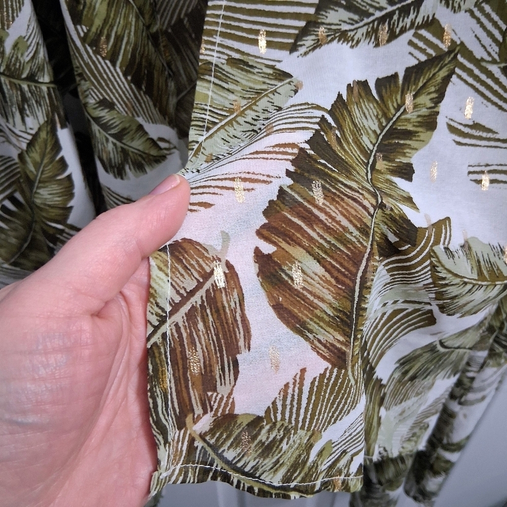 Kimono Duster Tropical Print Botanical Palm Leaves Long Length Gypsy Moondust - Picture 10 of 17